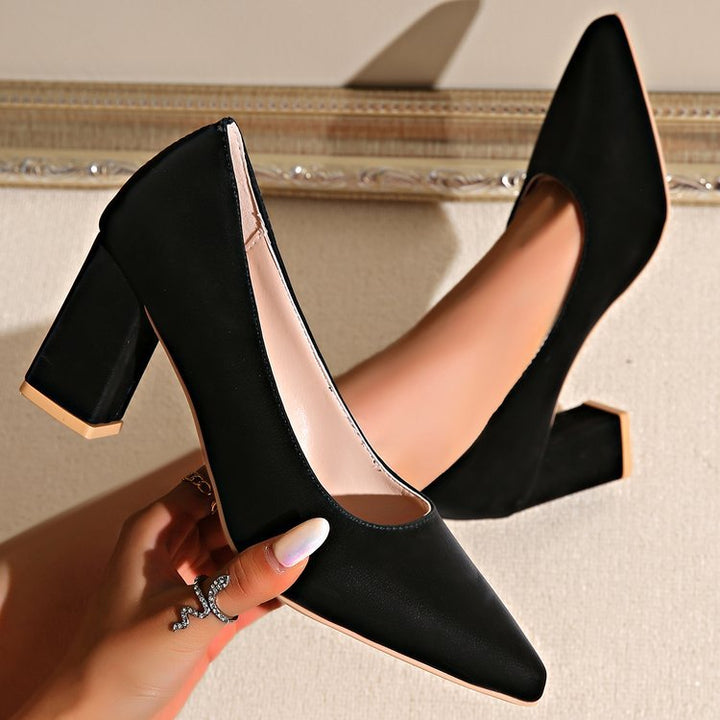 Damen Elegante Pumps mit modischem Blockabsatz und spitzem Design Drune