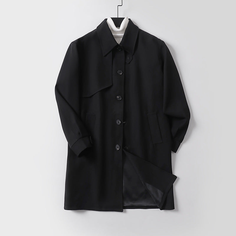 Herren Moderner minimalistischer Trenchcoat mit asymmetrischer Schulterklappe und knielanger Silhouette Drune