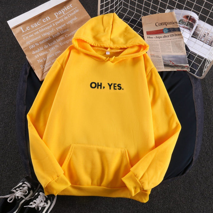 Damen nan Kapuzenpullover mit weichem Innenfutter, Kängurutasche und dezentem Frontprint Drune