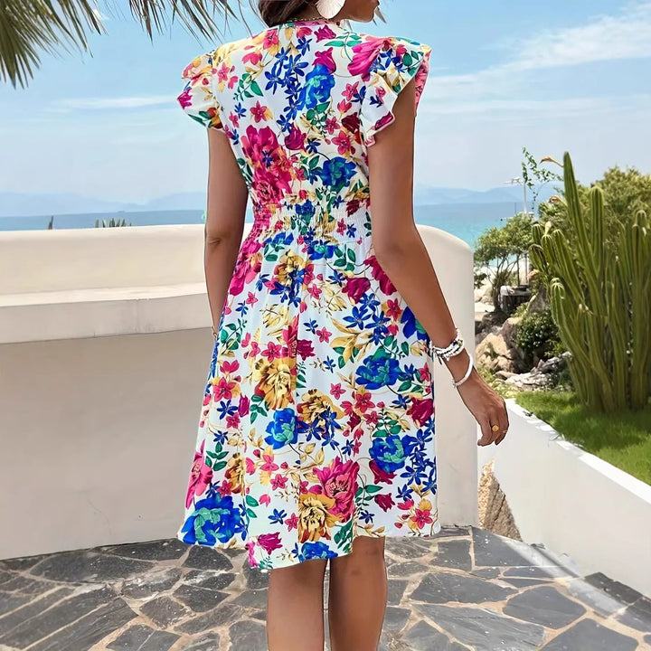 Damen Blütenmuster Wickelkleid Drune