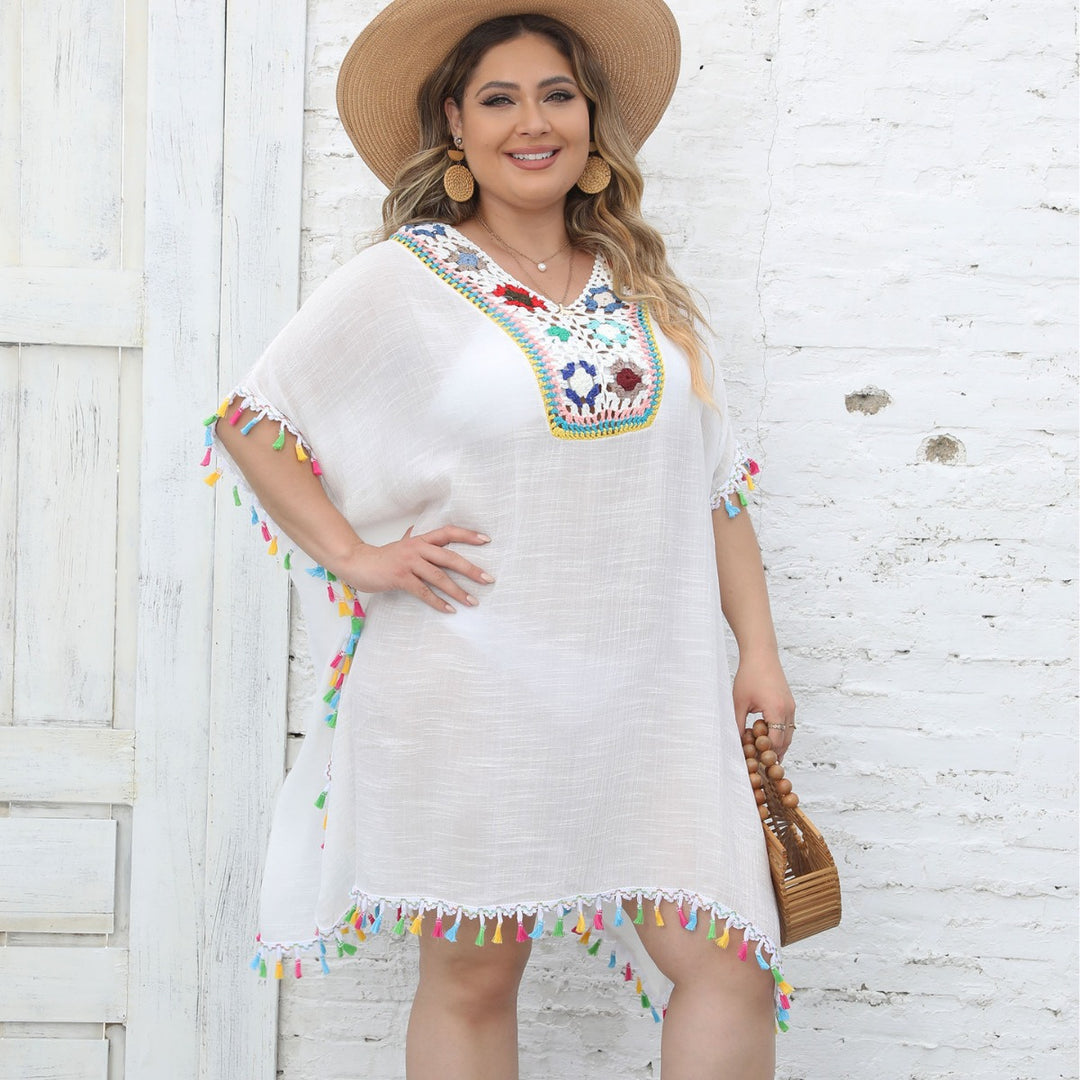 Damen Strandtunika mit fransigen Details Drune