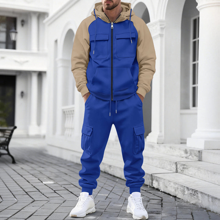 Herren Kapuzen-Sweatset mit Reißverschluss und funktionaler Cargohose Drune