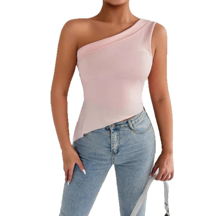 Damen asymmetrisches Top mit schulterfreiem Design und eleganter Drapierung Drune