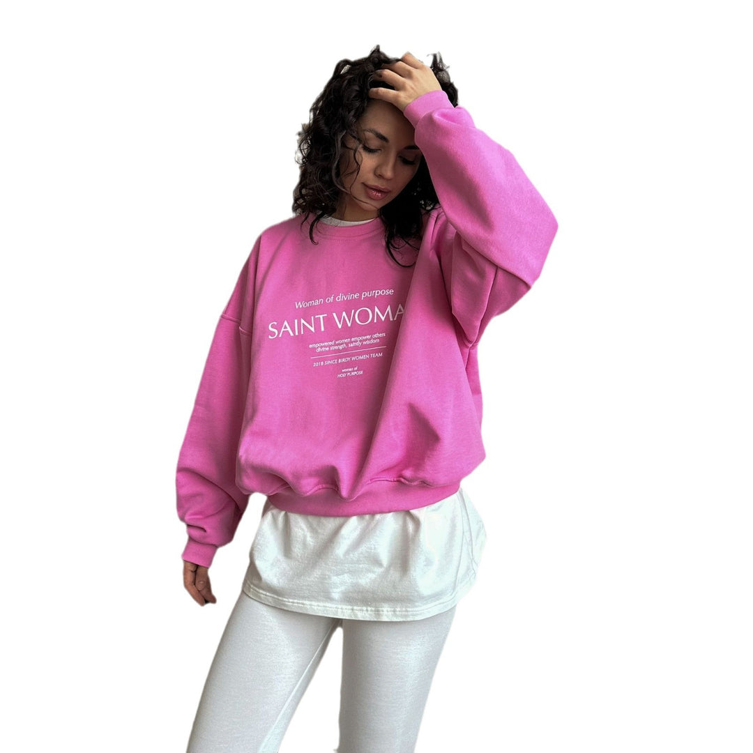 Damen Sweatshirt mit kreativem Schriftzug und lässigem Schnitt Drune