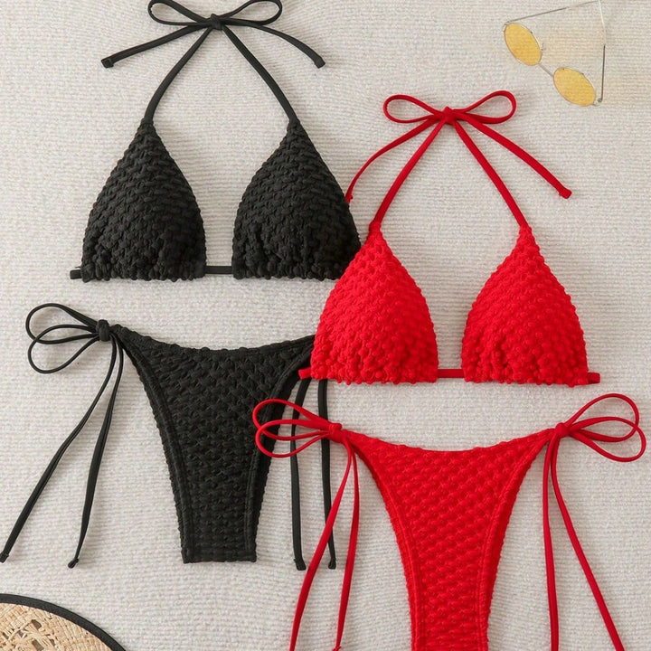 Damen Geflochtener Triangel-Bikini mit Bandeau-Oberteil Drune