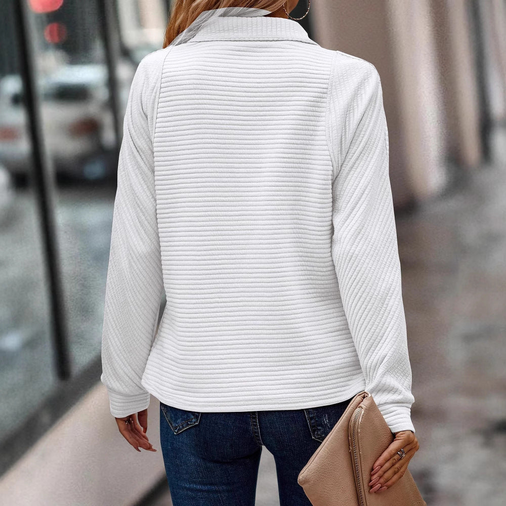 Damen kuscheliger Pullover mit durchgehendem Reißverschluss Drune