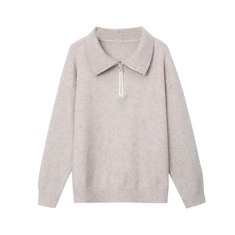 Damen Pullover mit halbem Reißverschluss und lässigem Schnitt Drune