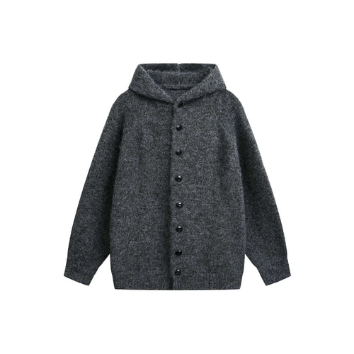 Damen Wollmix‑Cape‑Cardigan mit Kapuze, Knopfleiste und Raglanärmeln Drune