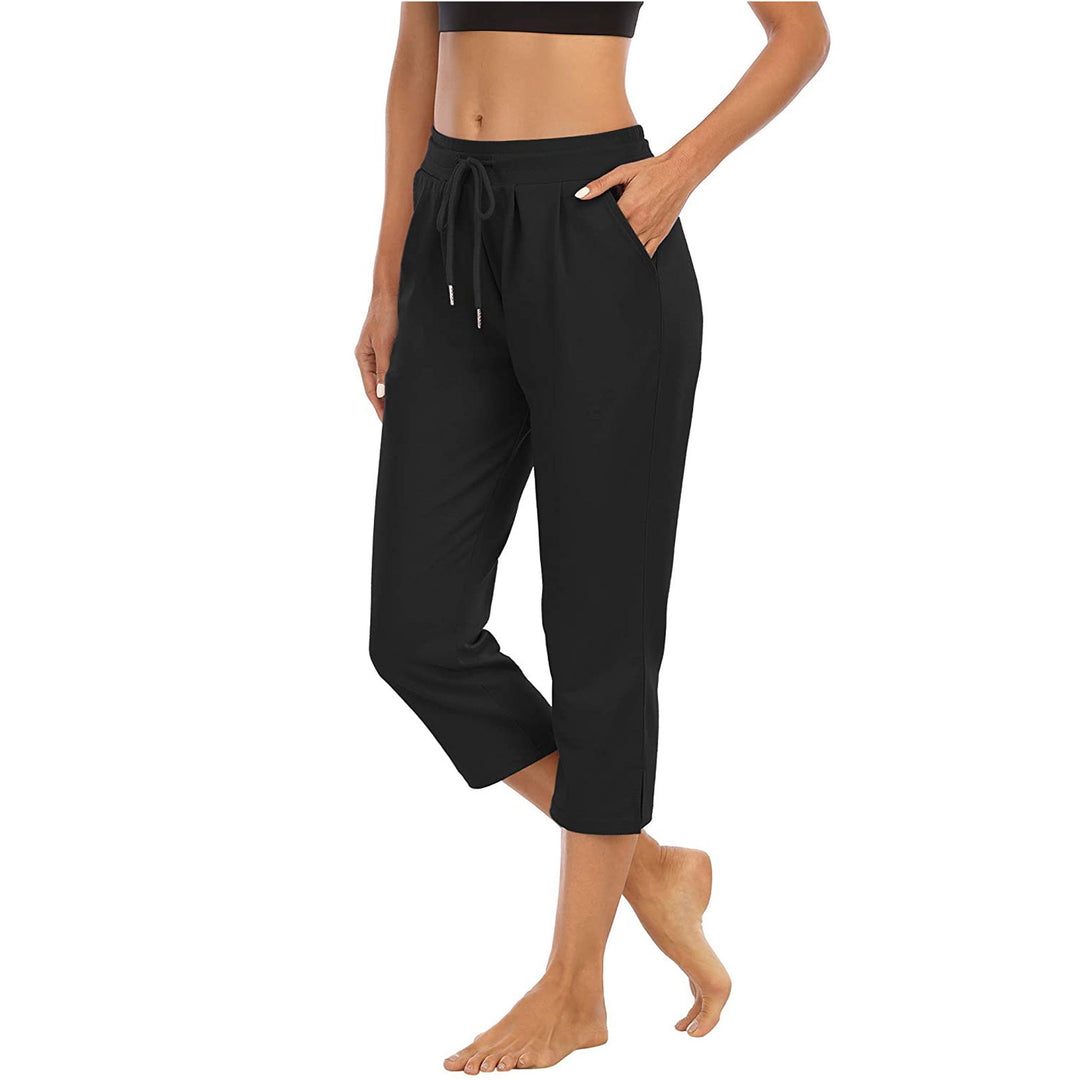 Damen nan komfortable Loungehose mit hohem Bund Tunnelzug Seitentaschen und leichtem Stretch Drune