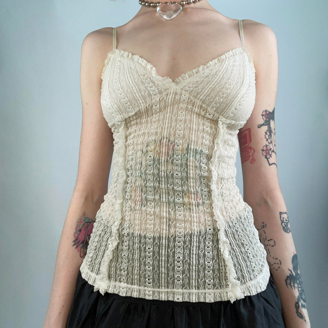 Damen Rüschen-Top mit verstellbaren Trägern und verführerischem Design Drune