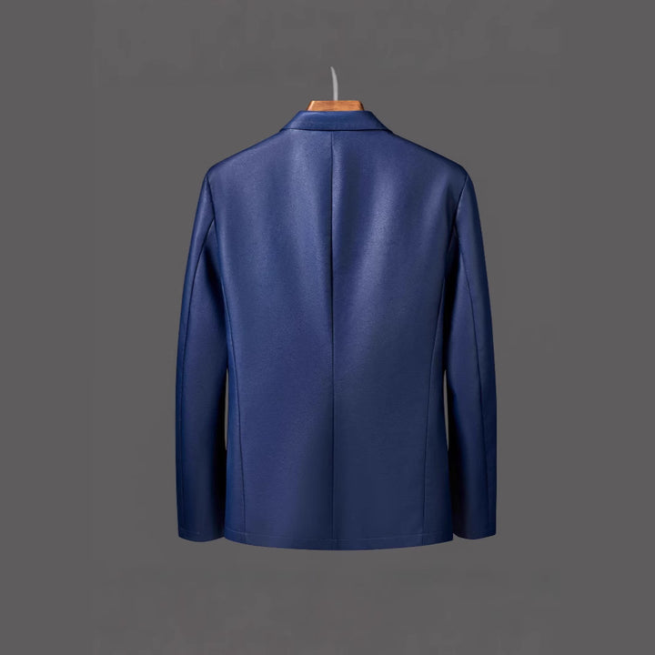 Herren Einreihiger Blazer aus Lederimitat mit Notch-Revers und Pattentaschen Drune