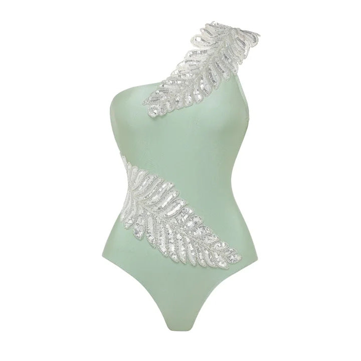 Damen Eleganter Einteiler mit funkelnden Paillettenapplikationen Drune