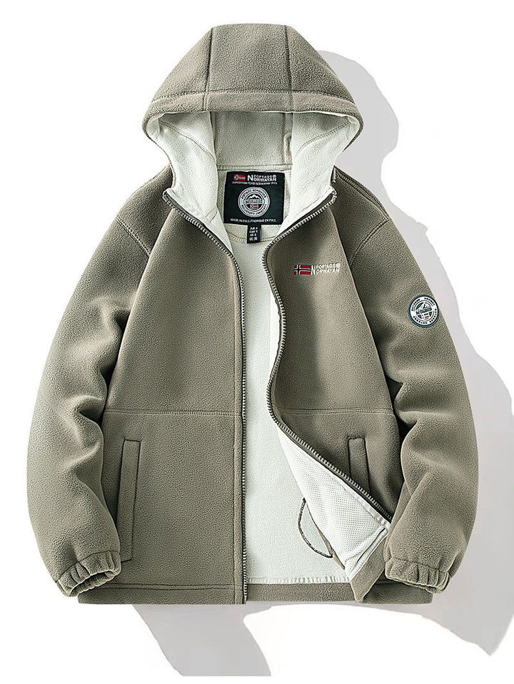 Unisex Kapuzen-Fleecejacke mit wärmender Microfleece-Innenlage, durchgehendem Reißverschluss und elastischen Bündchen Drune