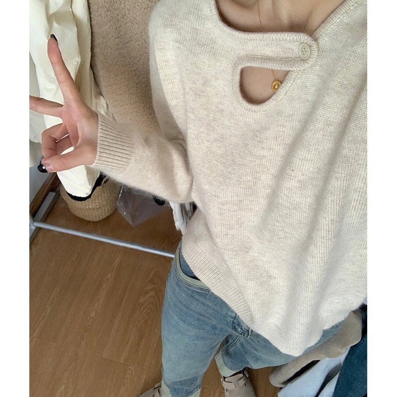 Damen Pullover mit innovativem Knopfdetail und lässigem Schnitt Drune