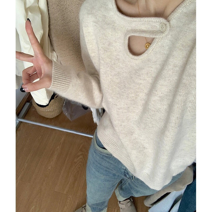 Damen Pullover mit innovativem Knopfdetail und lässigem Schnitt Drune