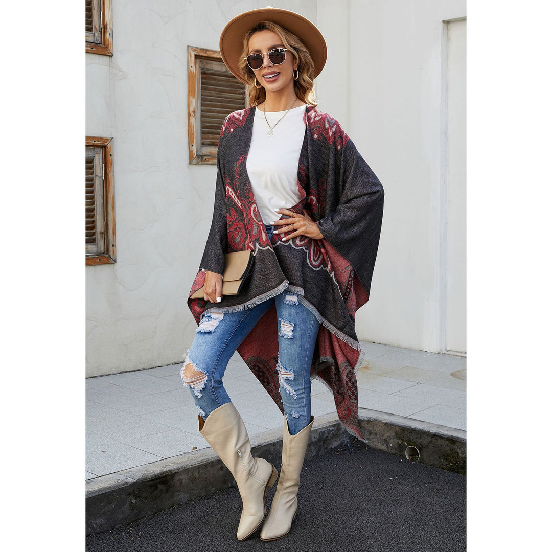 Damen Leichter Jacquard-Überwurf mit kaschmirähnlichem Griff und Fransensaum Drune