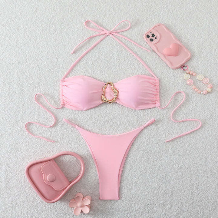 Damen Modischer Triangel-Bikini mit verspieltem Schmuckelement Drune