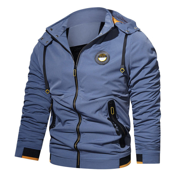 Herren leichte Kapuzenjacke im urbanen Tech‑Style mit wasserabweisenden Reißverschlüssen Drune