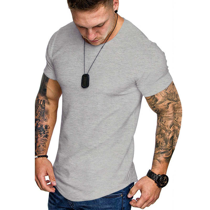 Herren nan figurbetontes Rundhalsshirt mit athletischem Schnitt elastischem Baumwoll-Elasthan-Mix und abgerundetem Saum Drune