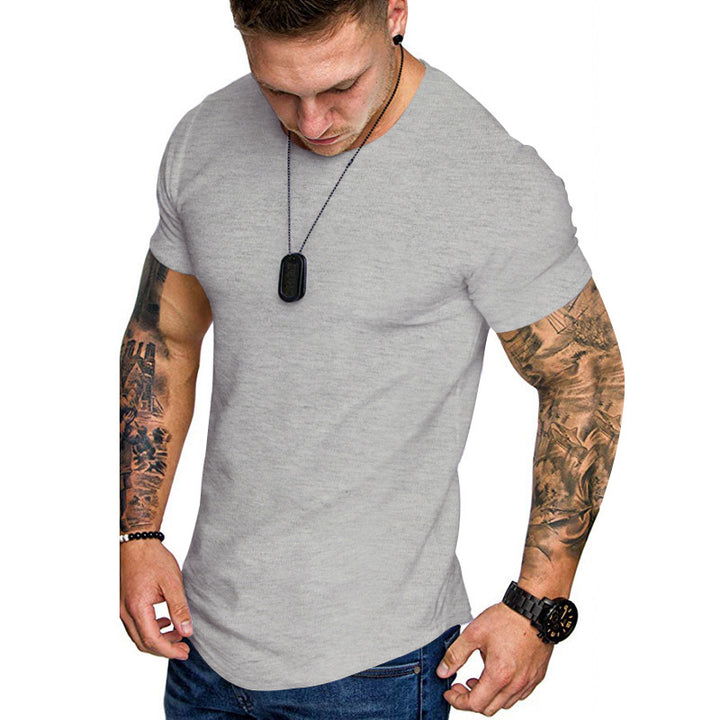 Herren nan figurbetontes Rundhalsshirt mit athletischem Schnitt elastischem Baumwoll-Elasthan-Mix und abgerundetem Saum Drune