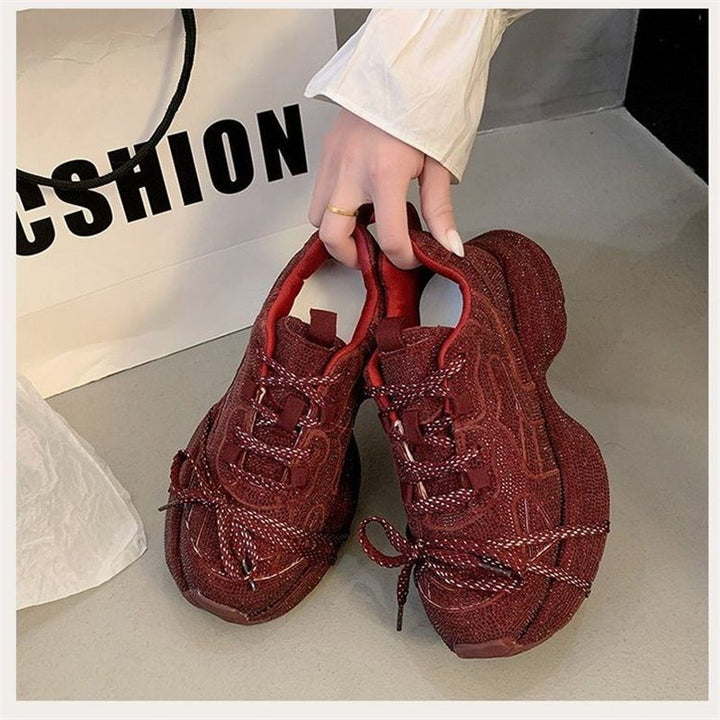 Damen Statement‑Sneaker mit strukturiertem Netz‑Mesh, überhöhter Plateau‑Sohle und gepolstertem Komfortfutter Drune