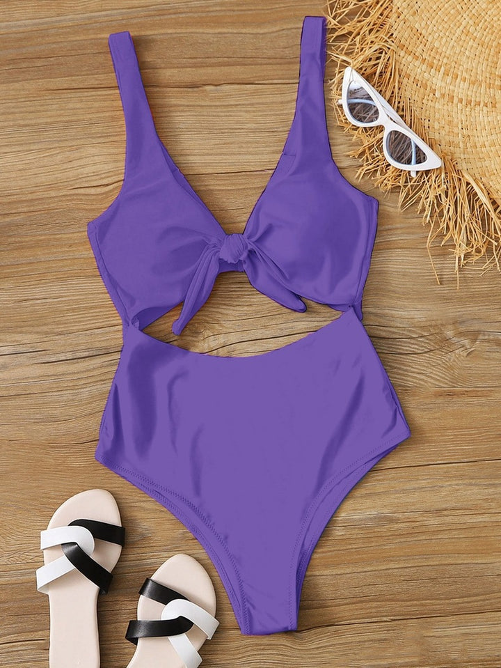 Damen Hochtaillierter Bikini mit verstellbaren Trägern und Knotendetail Drune