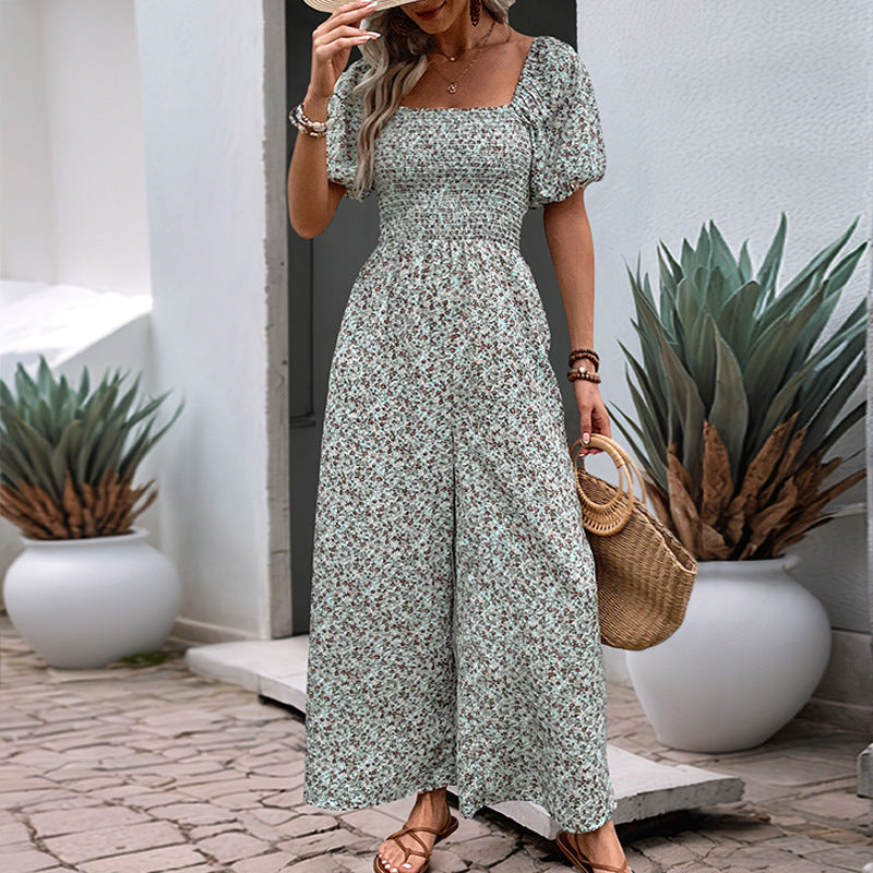 Damen luftiges Sommerkleid mit Rüschendetails und weitem Bein Drune