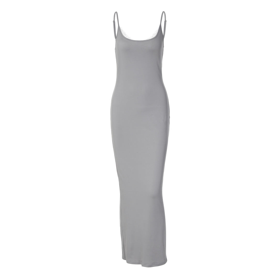Damen Elegantes Maxikleid mit verstellbaren Trägern Drune