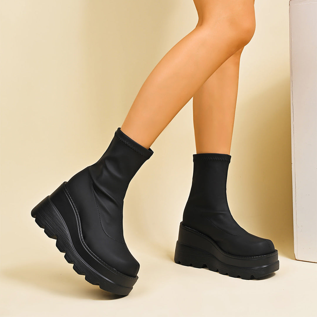 Damen High-Top Stiefeletten mit doppeltem Plateau Drune