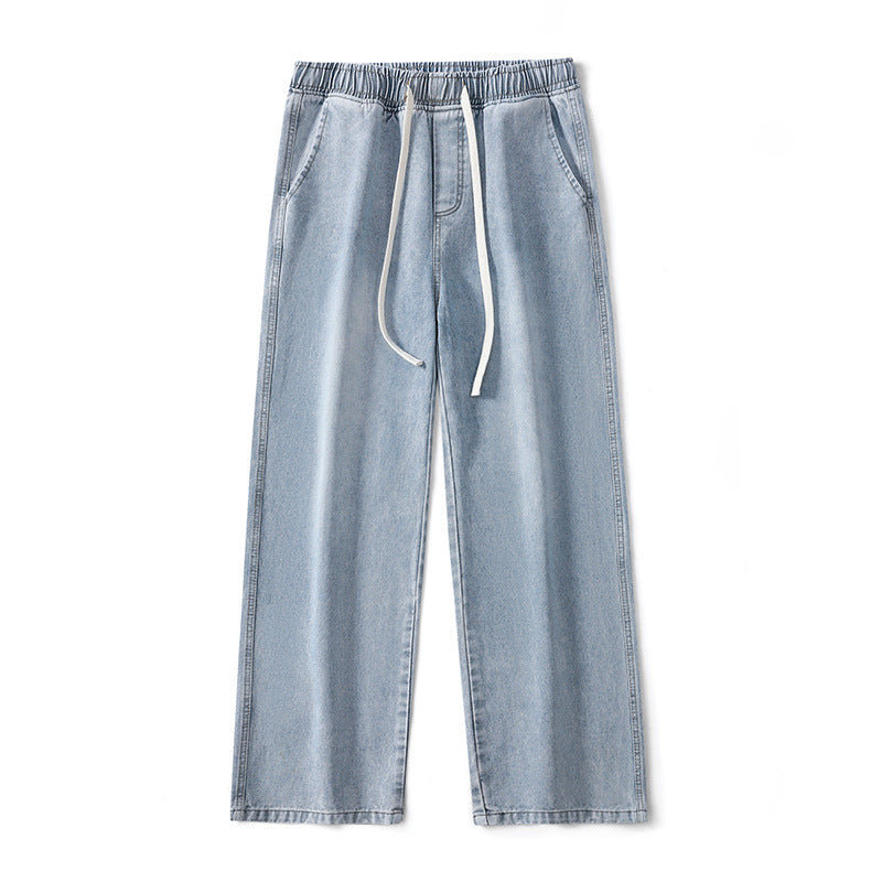 Herren Weite Denim-Jogginghose mit elastischem Bund und langen Tunnelzugbändern Drune
