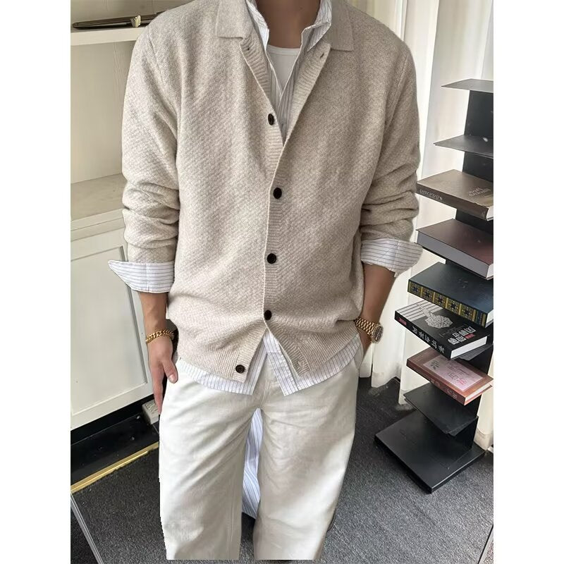 Herren Modische Strickjacke mit Knopfleiste Drune