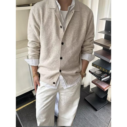 Herren Modische Strickjacke mit Knopfleiste Drune
