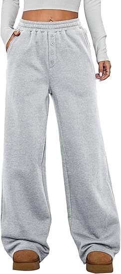 Damen Kuschelige Fleece-Sweatpants mit weitem Bein und hohem Elastikbund Drune