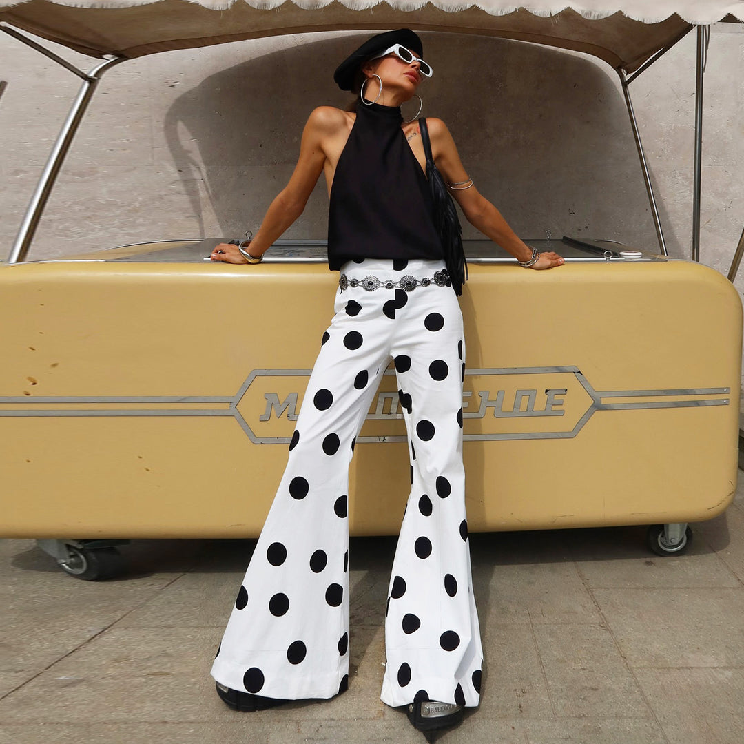 Damen Modische Schlaghose mit stilvollem Polka-Dot-Design Drune