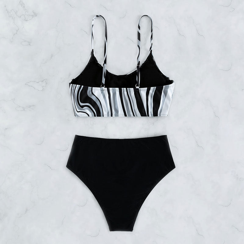 Damen Hochgeschnittener Bikini mit wellenförmigem Oberteil Drune