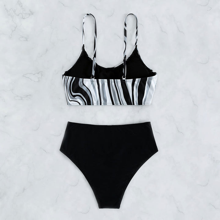 Damen Hochgeschnittener Bikini mit wellenförmigem Oberteil Drune