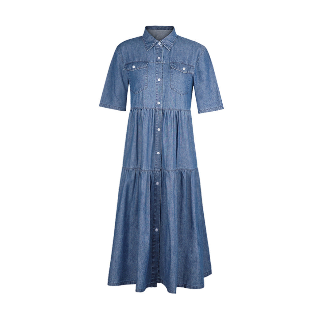 Femme Gestuftes Denim Hemdkleid Drune