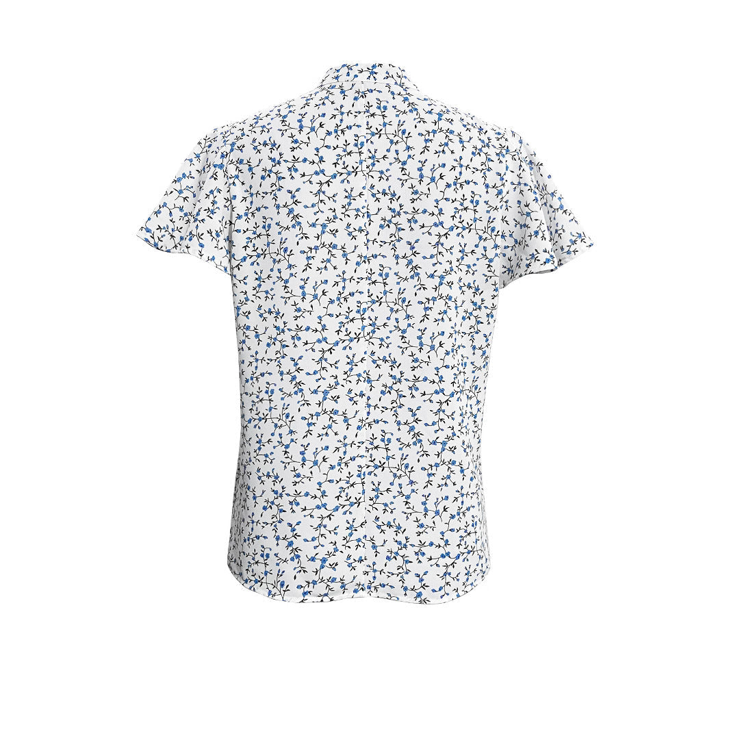 Damen Bluse mit floralem Muster und Rüschenärmeln Drune