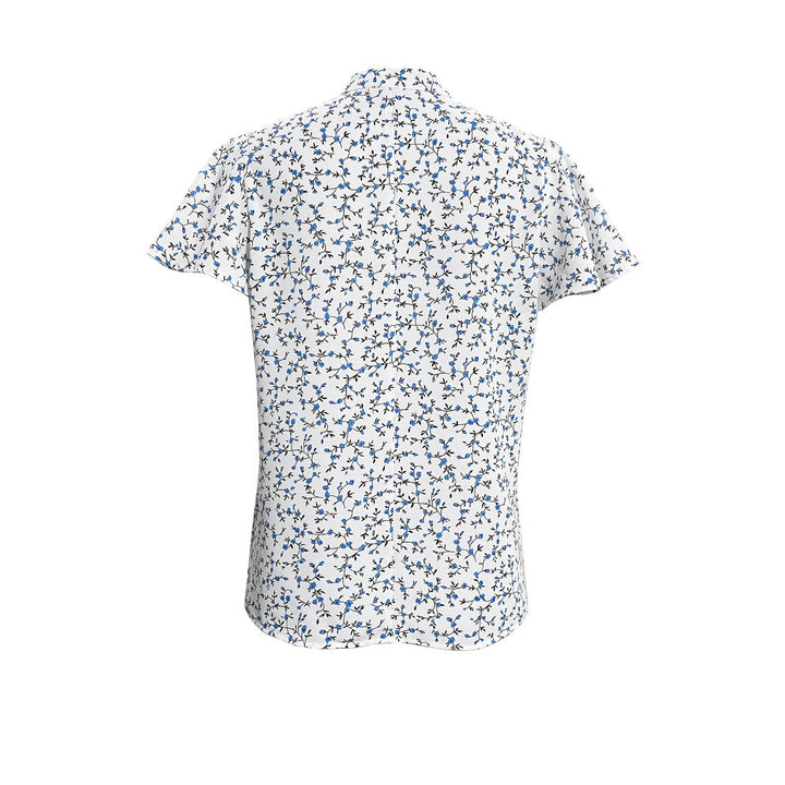 Damen Bluse mit floralem Muster und Rüschenärmeln Drune