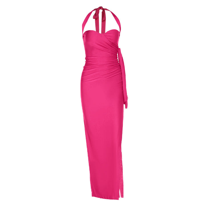 Damen Elegantes Wickelkleid mit hochgeschlossenem Design und raffiniertem Spaghettiträger Drune