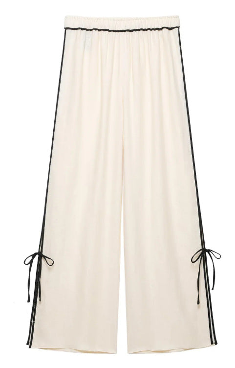 Damen Weite plissierte Loungehose mit elastischem Bund Drune