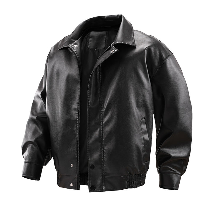 Herren Coole Kunstleder-Bomberjacke Drune