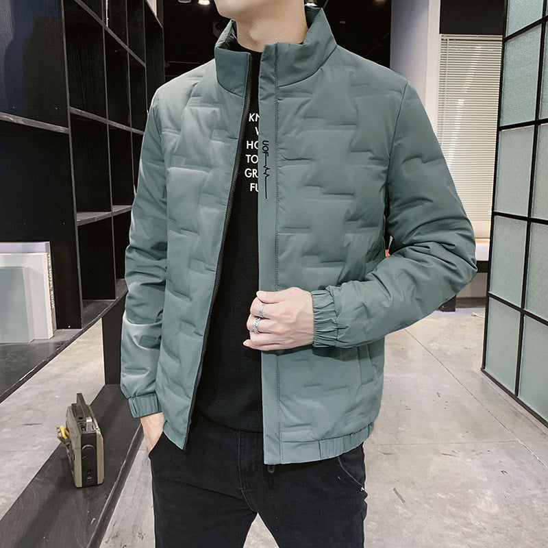 Herren Stehkragen-Steppjacke mit geometrischer Steppung und elastischen Bündchen Drune