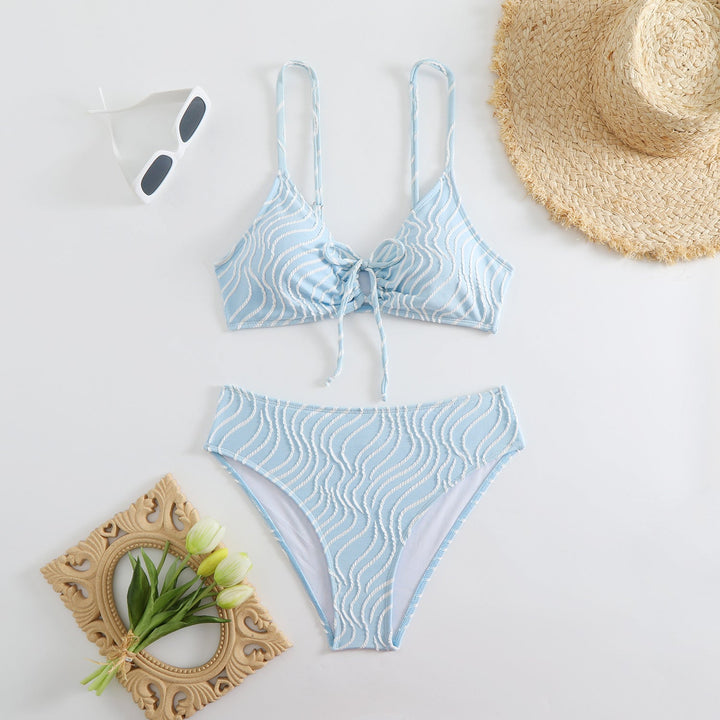 Damen Zweiteiliger Bikini mit verspieltem Wellenmuster Drune