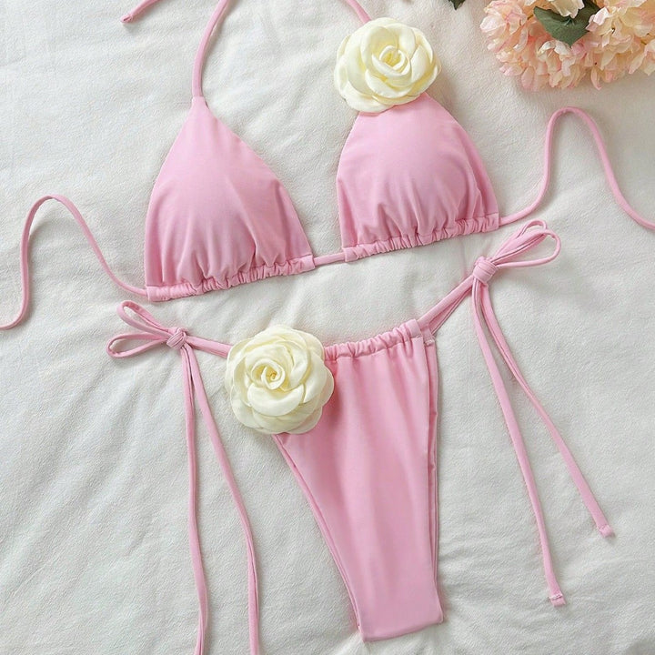 Damen Triangel-Bikini mit floralem Detail Drune
