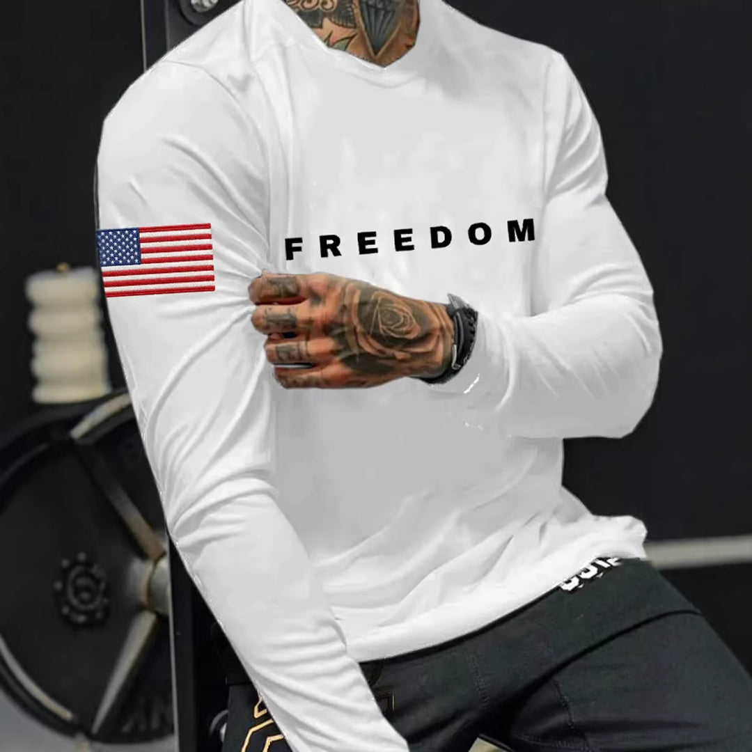 Herren Langarmshirt mit amerikanischem Flaggenmotiv Drune
