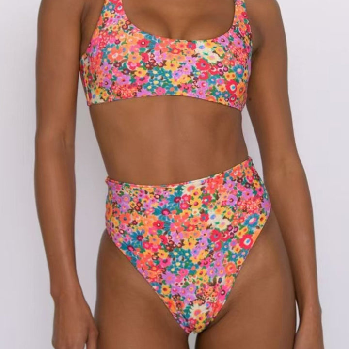 Damen Hochtailliertes Bikini-Set mit floralem Design Drune