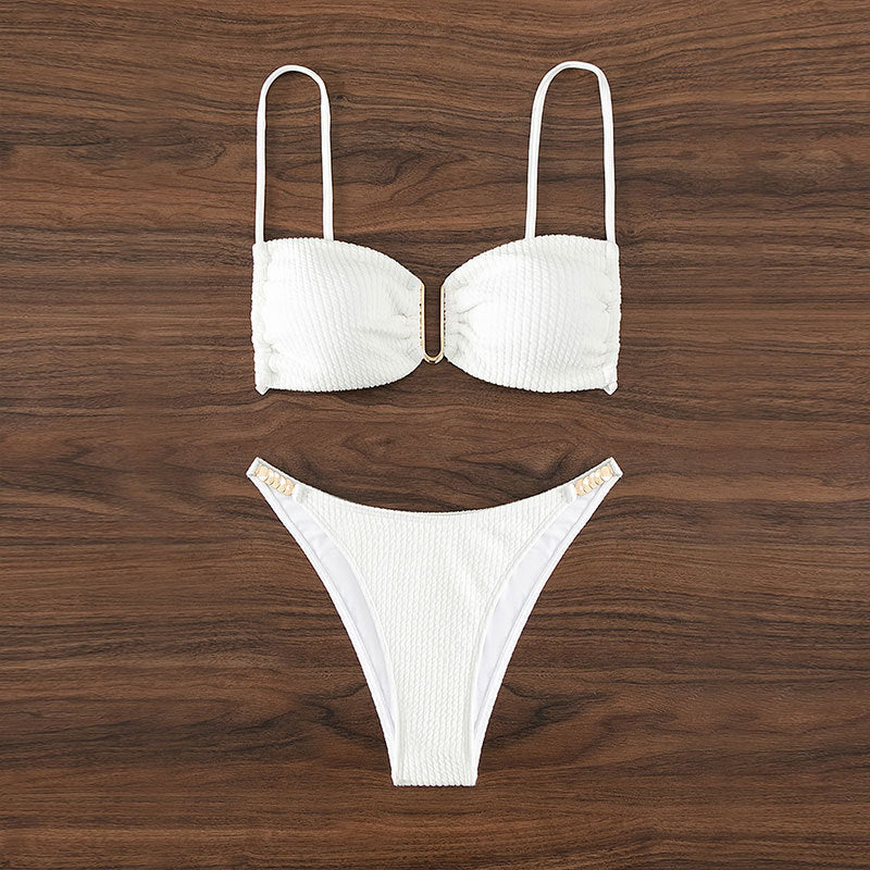 Damen Bikini-Set mit raffinierten Rüschen und goldenen Akzenten Drune