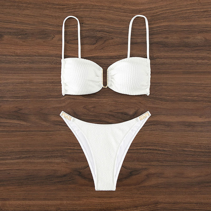 Damen Bikini-Set mit raffinierten Rüschen und goldenen Akzenten Drune