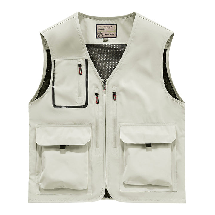 Herren Multifunktionale Outdoor-Utilityweste mit Mesh-Innenfutter und Mehrfach-Taschen Drune